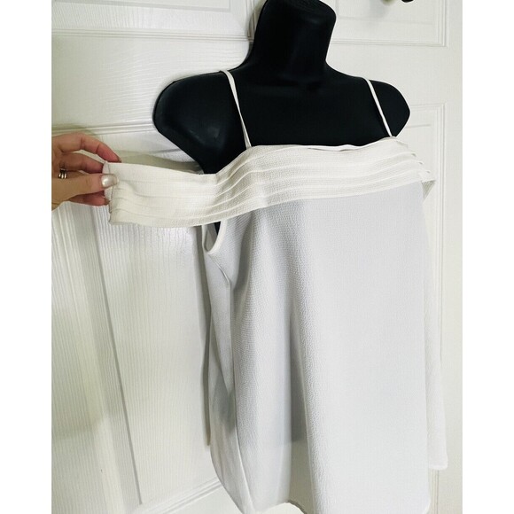 BP Cropped Flowey Spaghetti Strap Off Shoulder Camisole White Ivory Sz XS - Picture 3 of 10